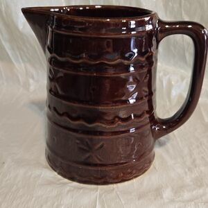 Vintage Marcrest Elegant Brown Ceramic Pitcher